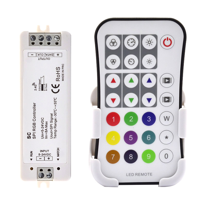DC5-24V SC+R9 RF 2.4G Wireless Receiver SPI LED Controller For Addressable LED Strip Lights DC5-24V SC+R9 RF 2.4G Wireless Receiver SPI LED Controller For Addressable LED Strip Lights